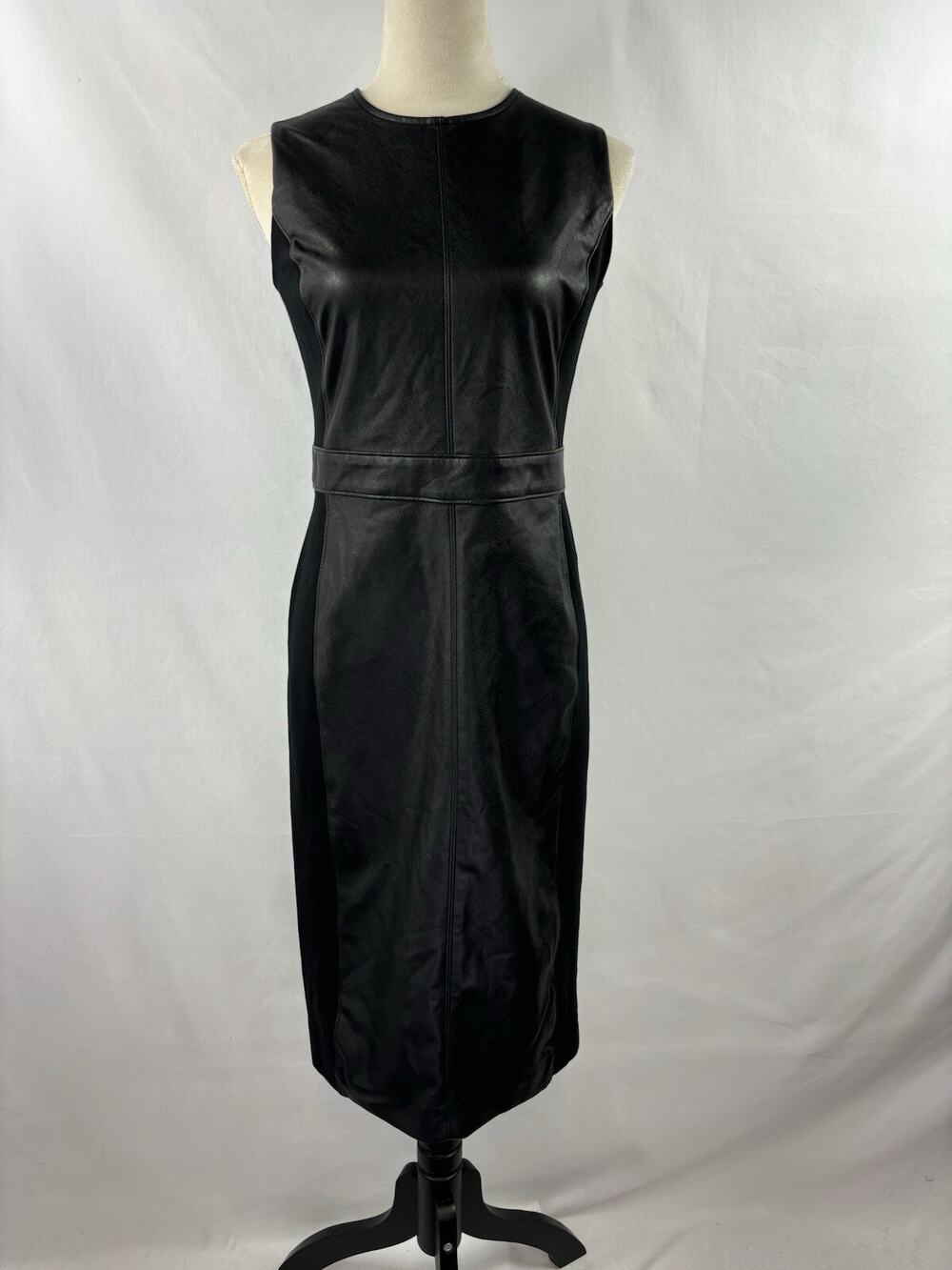 Spanx Faux Leather Pencil Sheath Dress Black Small Bodycon